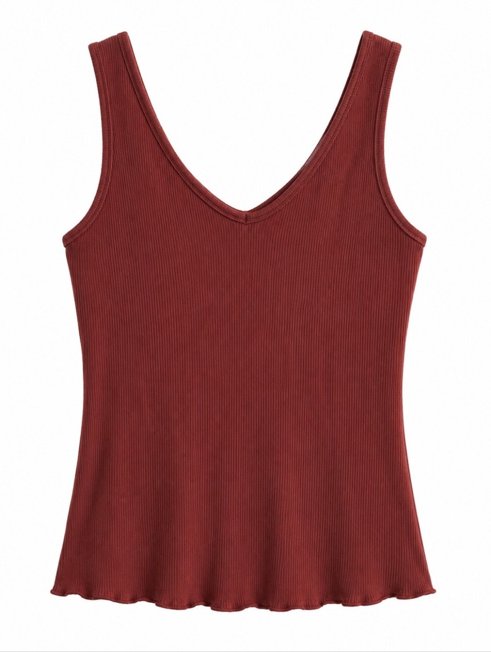 le chateau V-Neck Ribbed Tank in Deep Rust Sz XXL